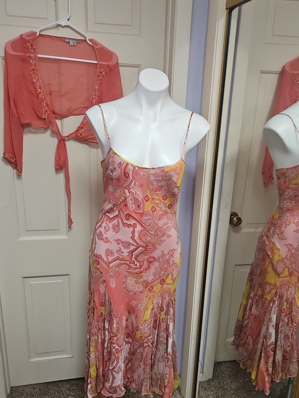 Ice Vintage  Y2k Silk Paisley Floral Maxi Dress with Sheer Bolero - Picture 11 of 11